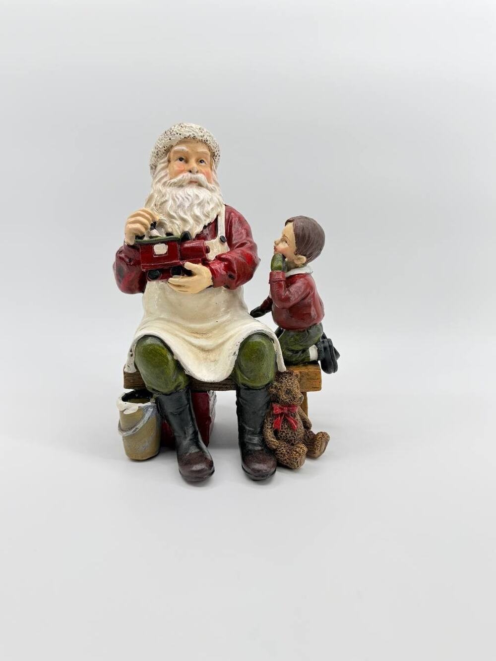 Old Time Pottery Santa w Child Figurine Resin 1.94lb Christmas Decor